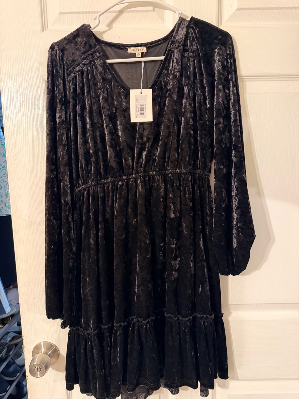 JODIFL Black Very Very Velvet Long Sleeve Dress Size S NWT - Picture 5 of 5